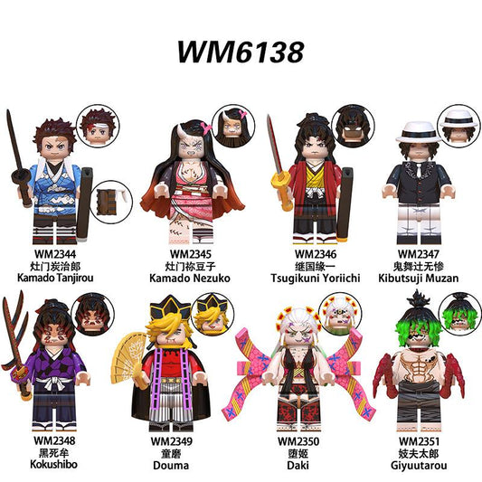 8Pcs Demon Slayer: Kimetsu no Yaiba Anime Minifigures Set - Building Block Action Figures Toy Gift for Fans