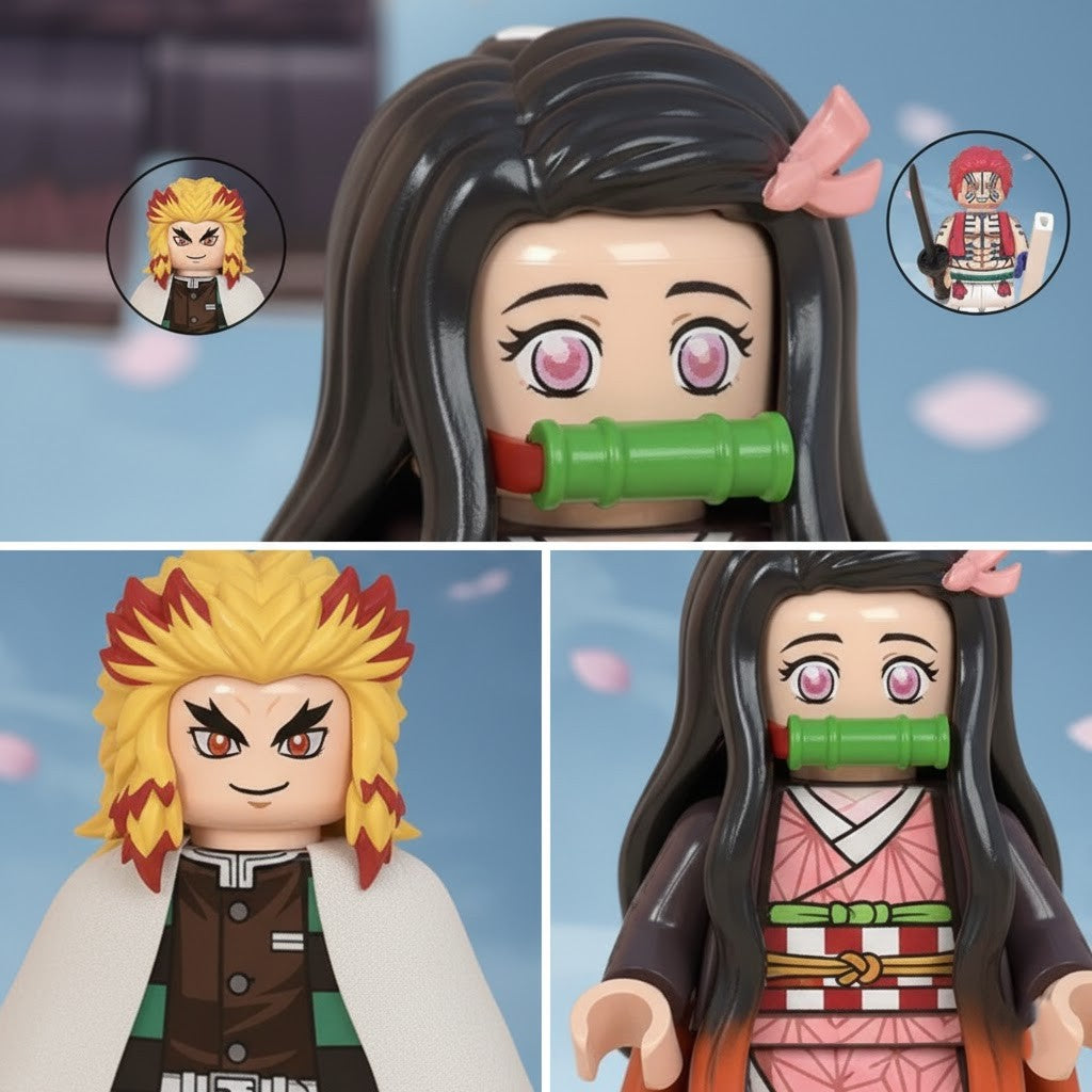 8Pcs Demon Slayer: Kimetsu no Yaiba Anime Minifigures Set - Building Block Action Figures Toy Gift for Fans