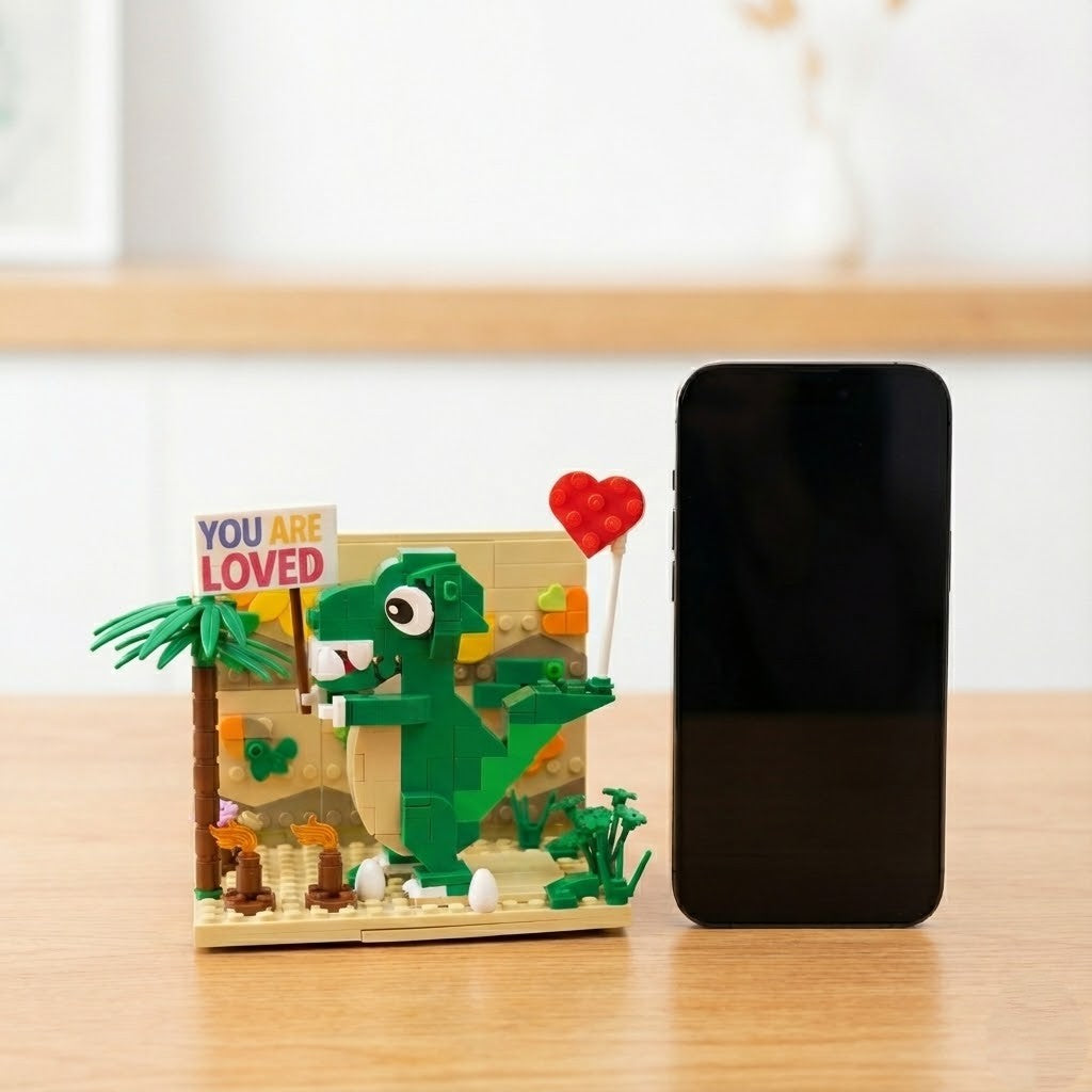 Healing Green T-Rex Diorama - Creative Gift Box Set (Compatible with Lego)