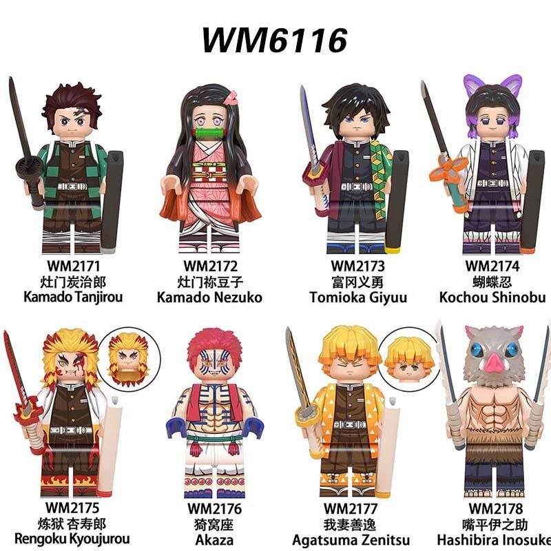 8Pcs Demon Slayer: Kimetsu no Yaiba Anime Minifigures Set - Building Block Action Figures Toy Gift for Fans