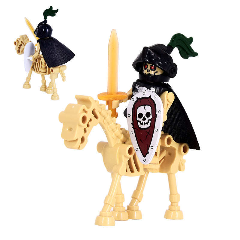 Skeleton Knight Horse Minifigures Set – Medieval Fantasy Building Block Cavalry