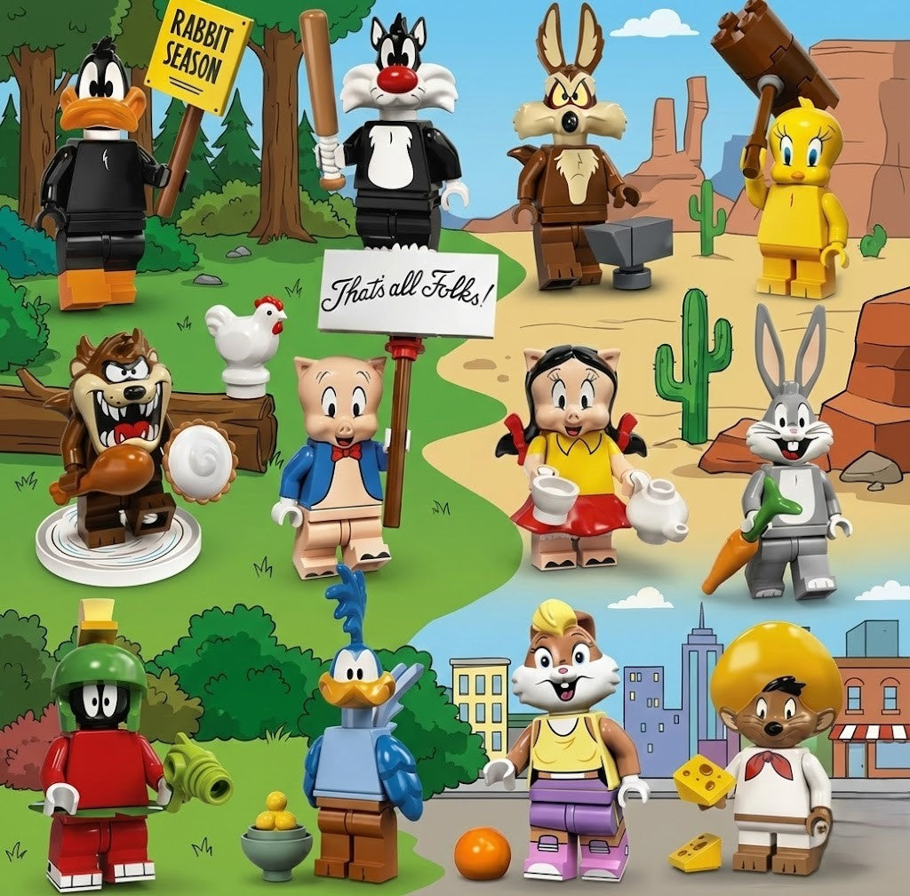 Complete Set of 12 Classic Cartoon Minifigures - Retro Animation Series Collectible Building Brick Toys - Nostalgic Gift