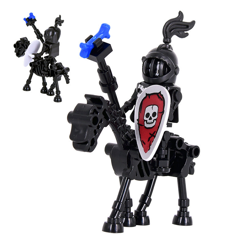 Skeleton Knight Horse Minifigures Set – Medieval Fantasy Building Block Cavalry