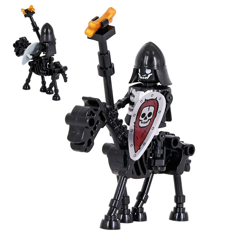 Skeleton Knight Horse Minifigures Set – Medieval Fantasy Building Block Cavalry