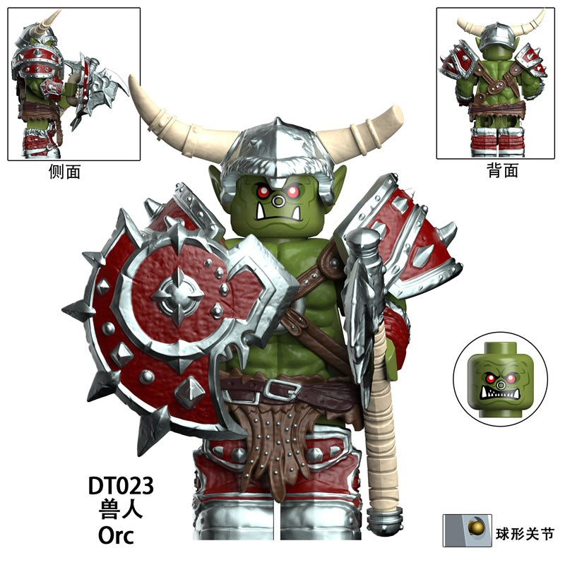 Orc Warrior Minifigures Set with Weapons & Shields – Fantasy Building Block Figures