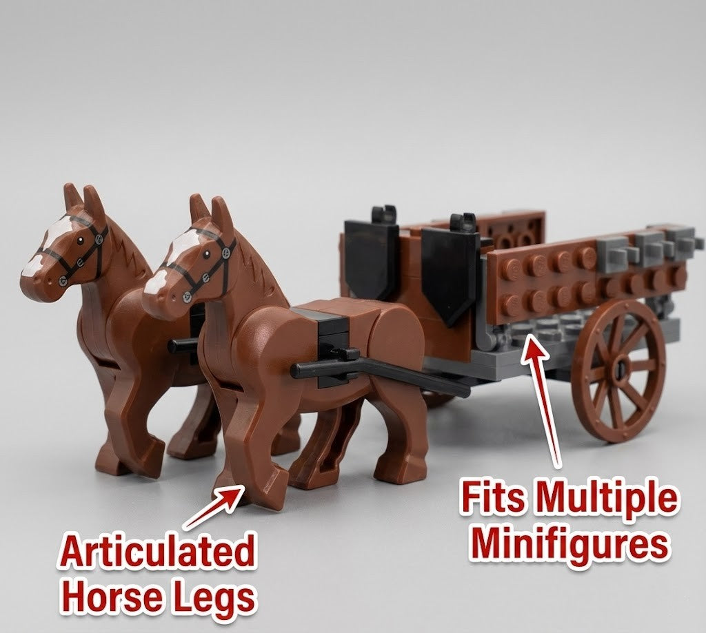 Roman Soldier Minifigures Set with Horses & Chariot – Ancient Army Building Blocks