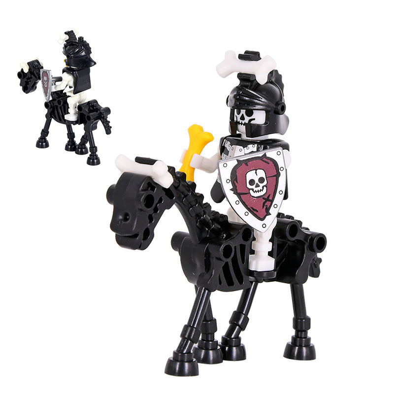 Skeleton Knight Horse Minifigures Set – Medieval Fantasy Building Block Cavalry