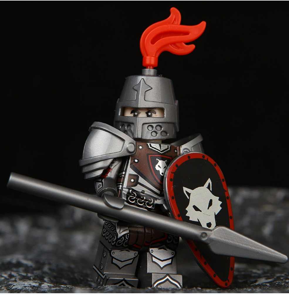 Medieval Knight Minifigures Set – 6 Armor Warriors with Shields & Spears