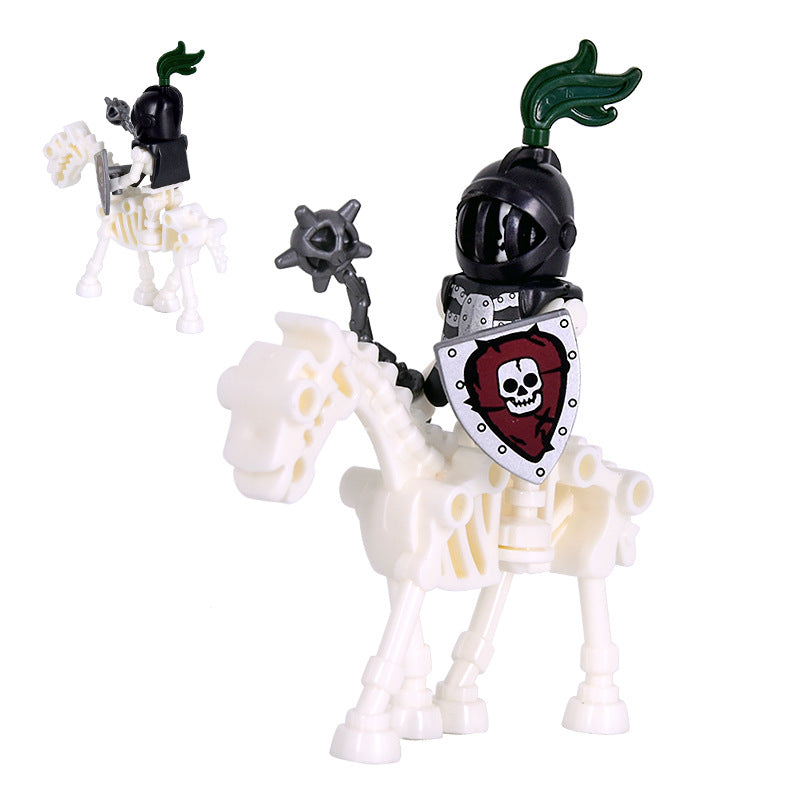 Skeleton Knight Horse Minifigures Set – Medieval Fantasy Building Block Cavalry
