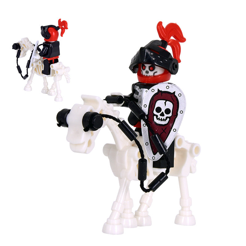 Skeleton Knight Horse Minifigures Set – Medieval Fantasy Building Block Cavalry