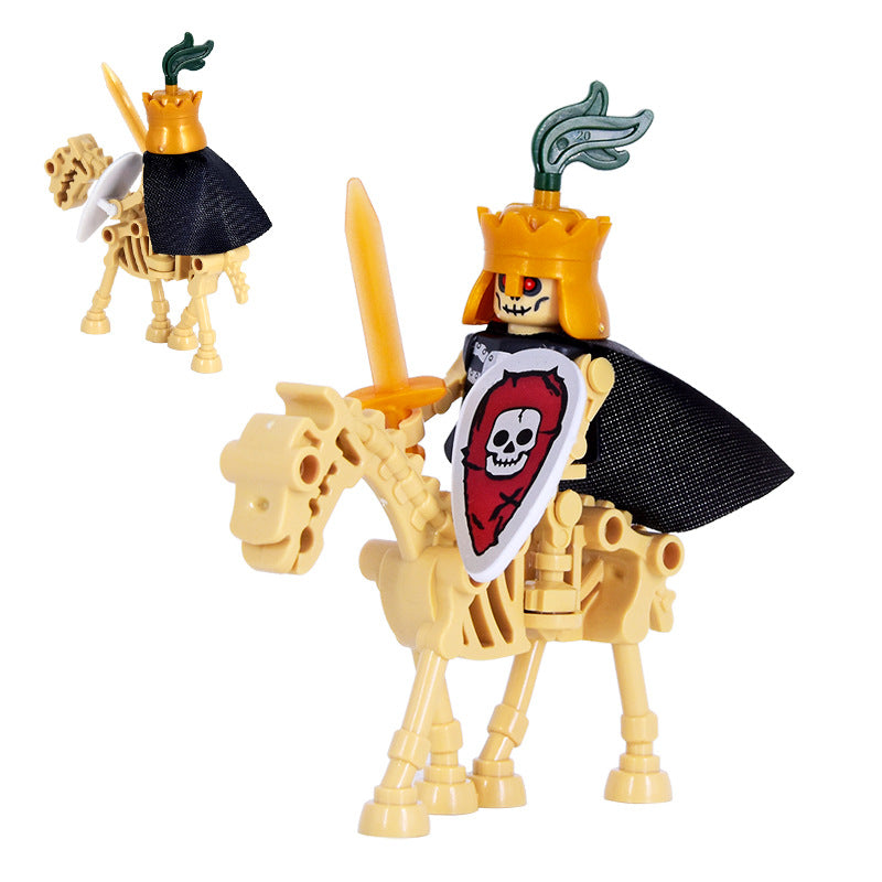 Skeleton Knight Horse Minifigures Set – Medieval Fantasy Building Block Cavalry