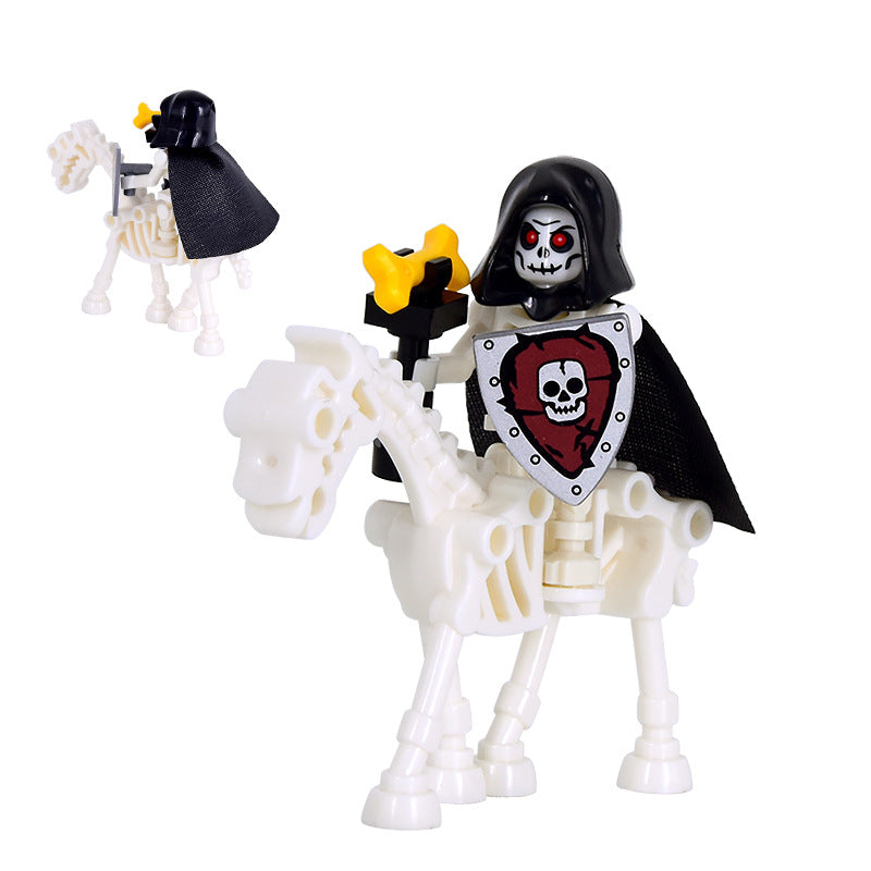 Skeleton Knight Horse Minifigures Set – Medieval Fantasy Building Block Cavalry