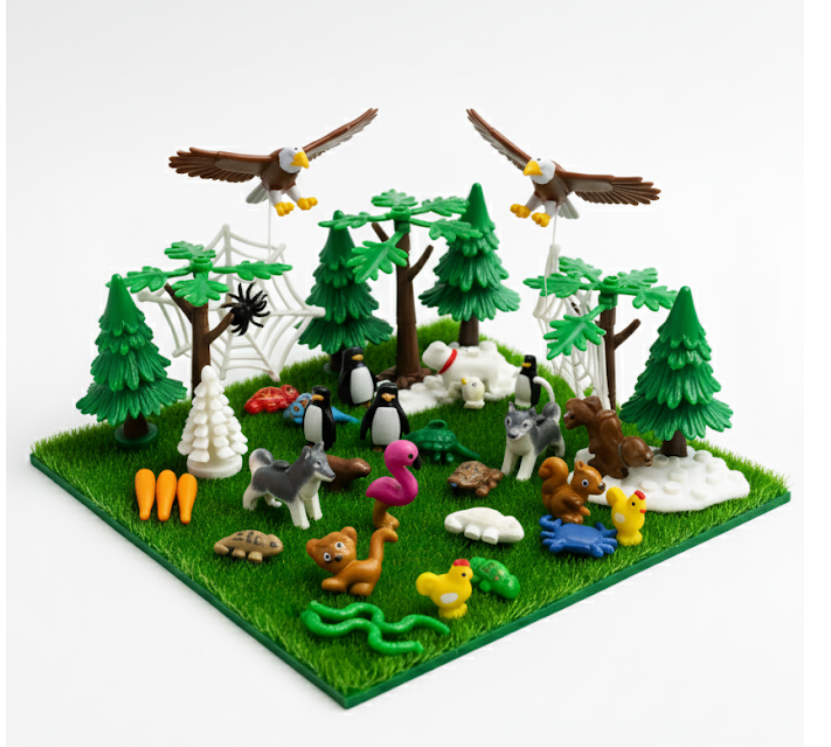 59Pcs Forest & Zoo Animal Building Block Set - DIY Scene Accessories