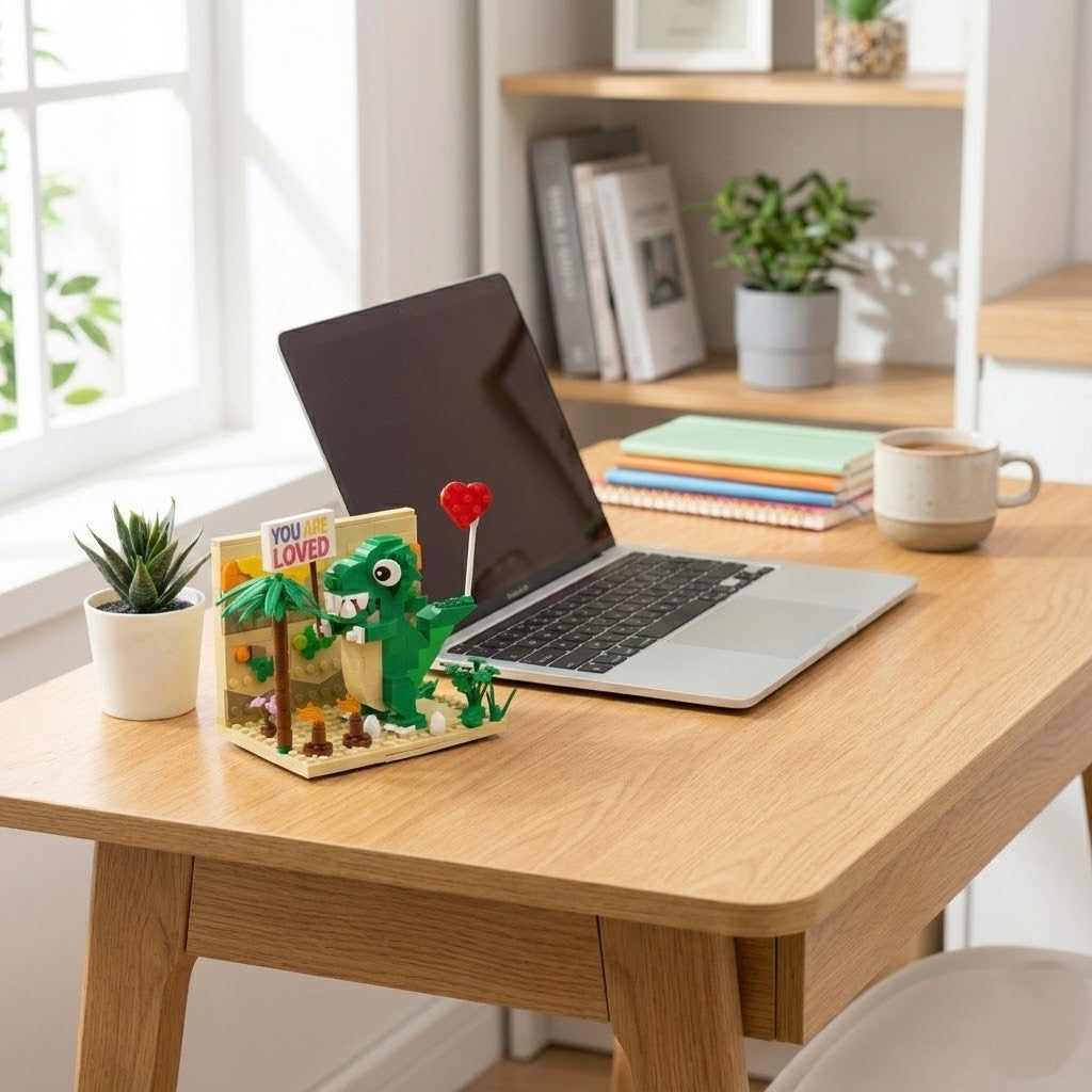 Healing Green T-Rex Diorama - Creative Gift Box Set (Compatible with Lego)