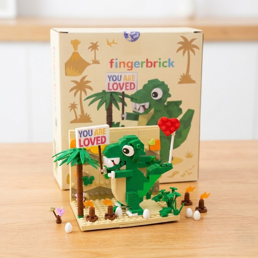 Healing Green T-Rex Diorama - Creative Gift Box Set (Compatible with Lego)