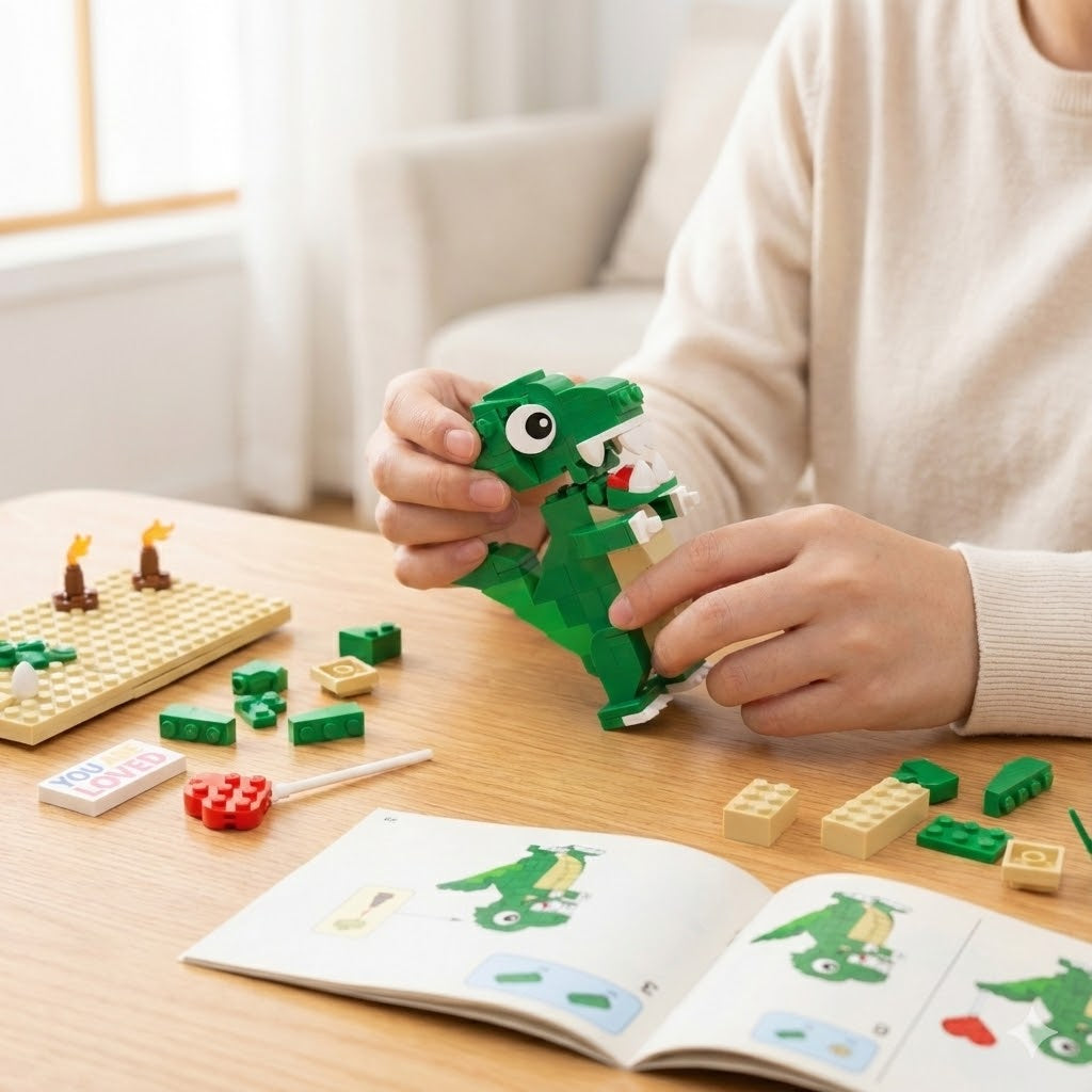 Healing Green T-Rex Diorama - Creative Gift Box Set (Compatible with Lego)