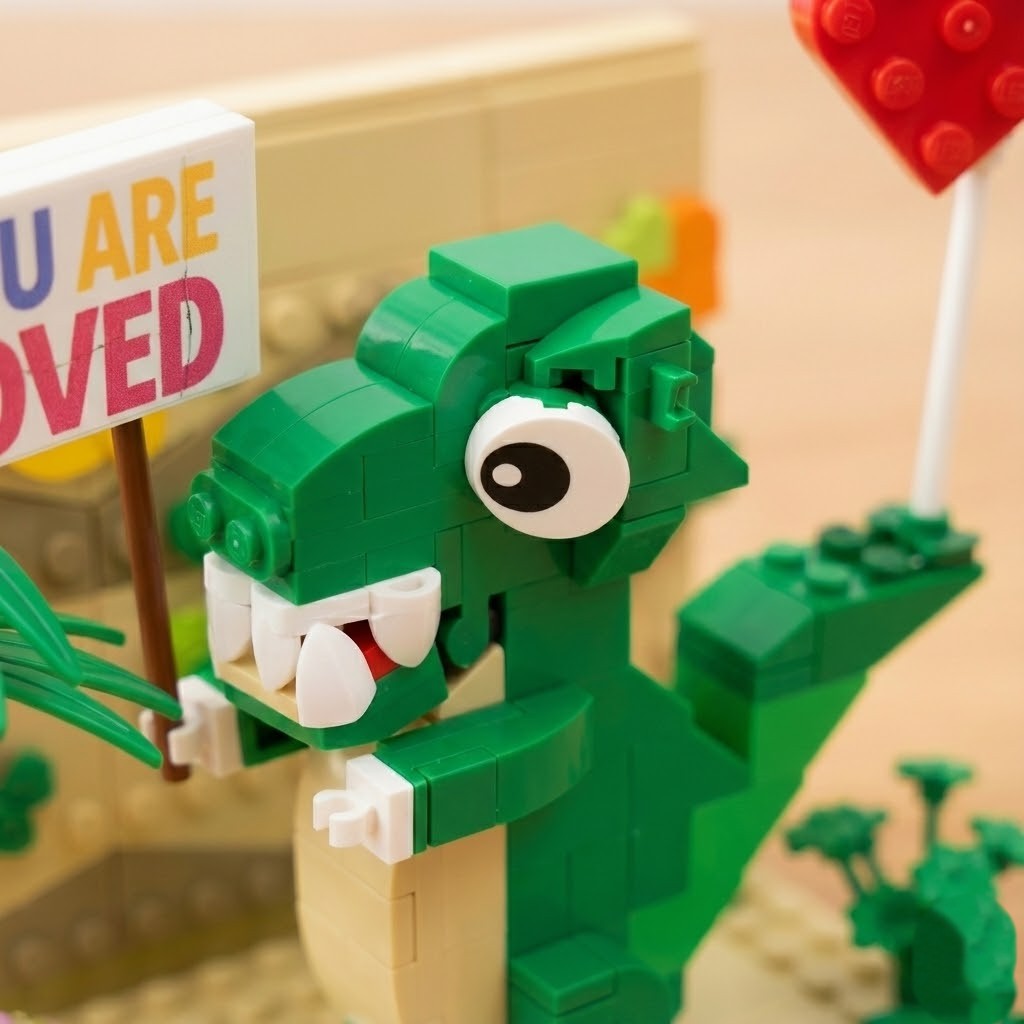 Healing Green T-Rex Diorama - Creative Gift Box Set (Compatible with Lego)