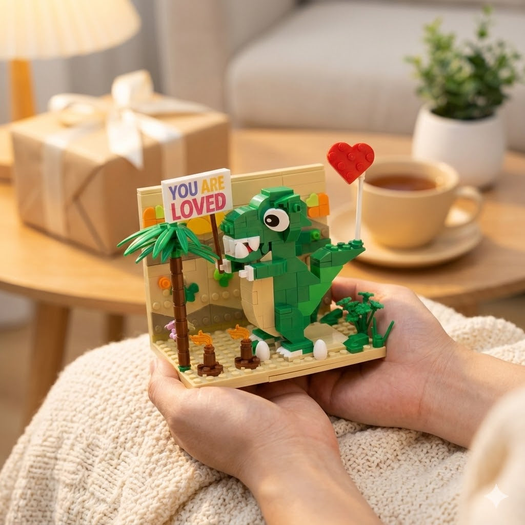 Healing Green T-Rex Diorama - Creative Gift Box Set (Compatible with Lego)